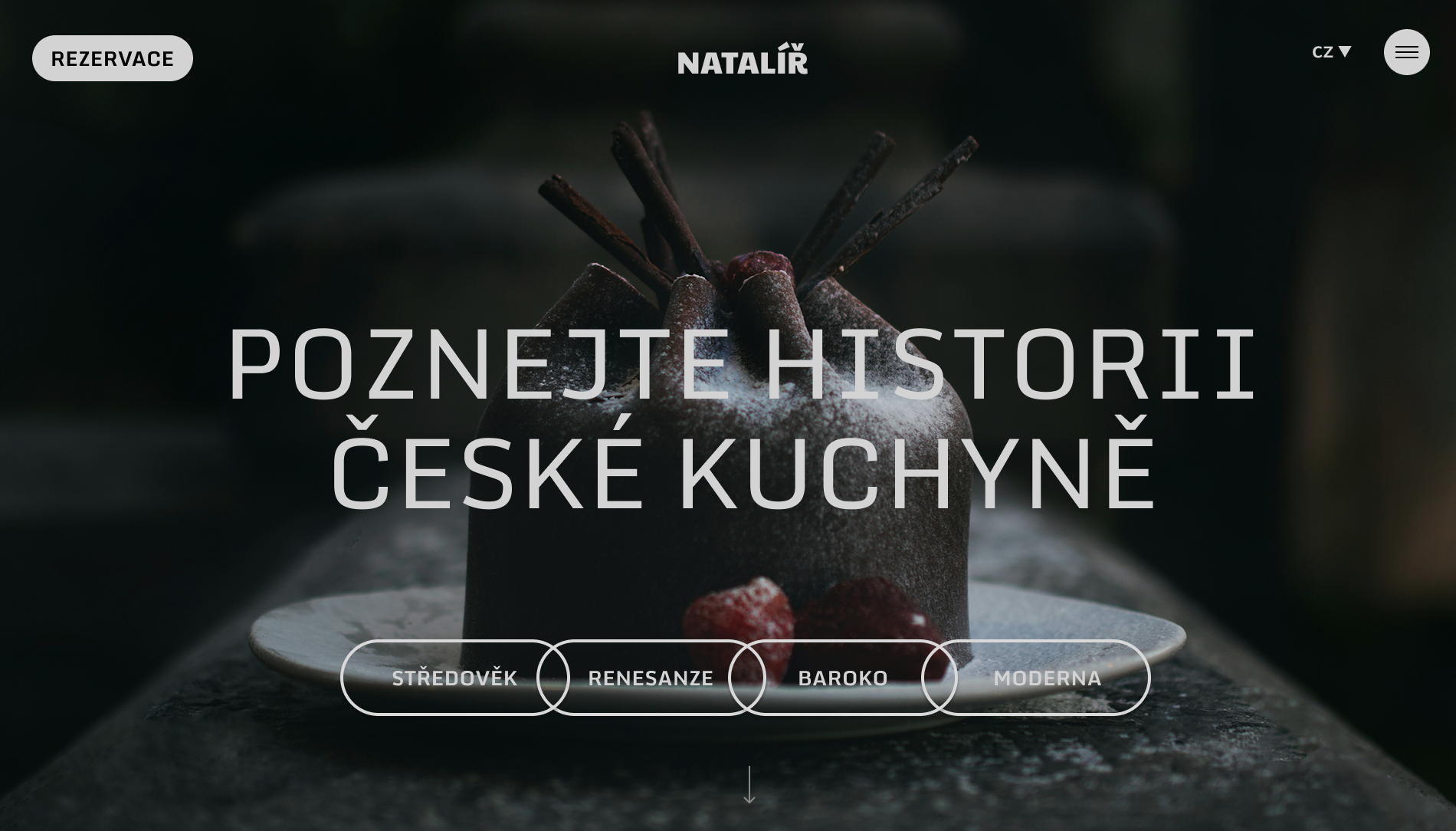 Úvodní stránka české restaurace Natalíř