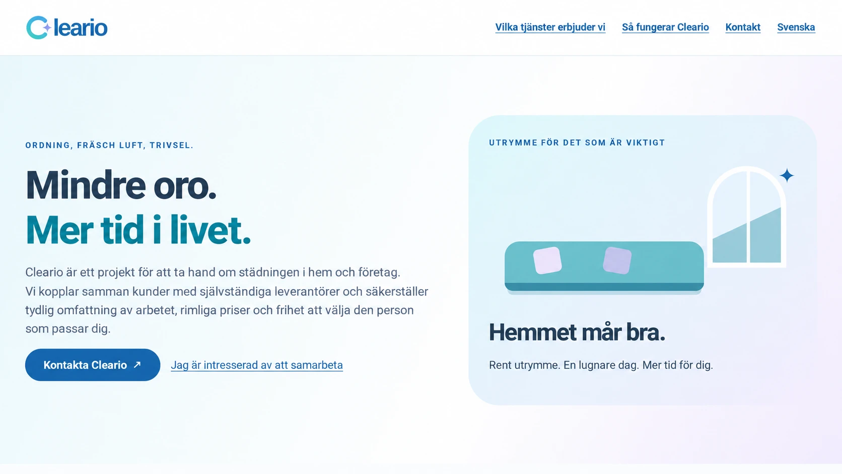 Cleario: från visuell identitet till överskådlig webb av städtjänster